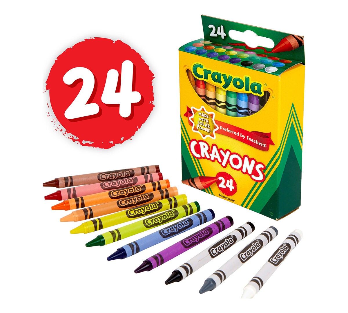 Crayola Nontoxic Wax Crayons, 24 Count