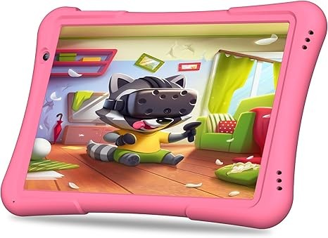 PRITOM 10 inch Kids Tablet Android 12 Tabletas 32GB, Quad-Core, 6000mAh, Large HD IPS Display, WiFi 6, Dual Camera, Bluetooth, Toddler Tablet for Kids Age 3+, Pink