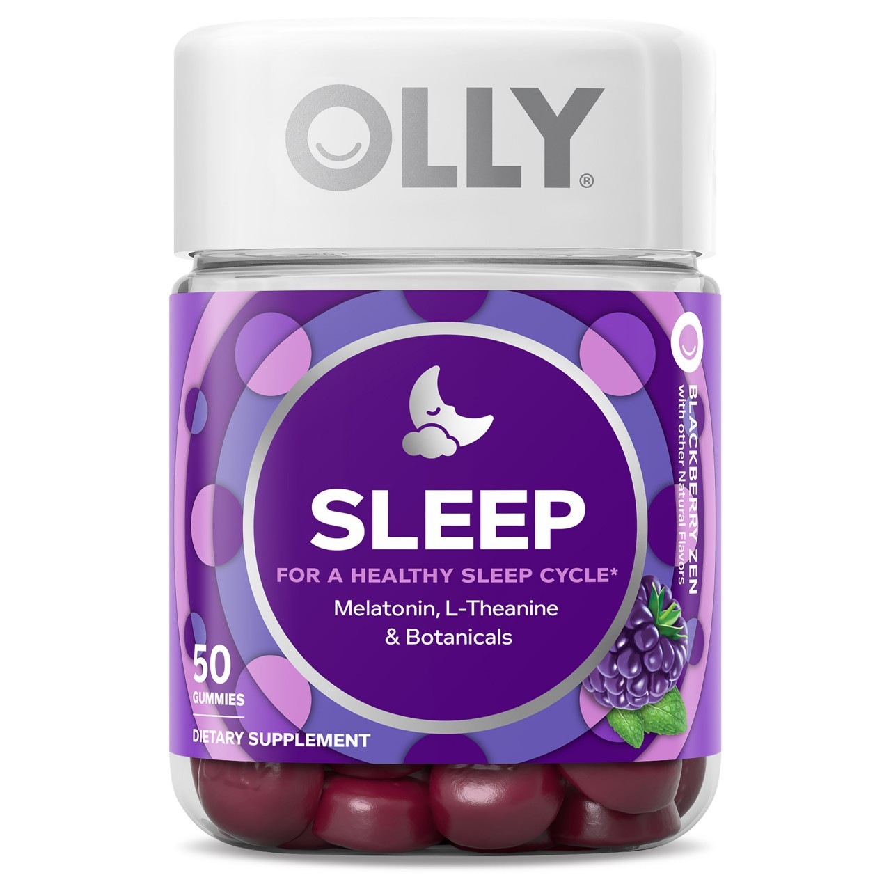 OLLY Sleep Gummy, 3mg Melatonin, L Theanine, Chamomile, Blackberry, 50 Ct