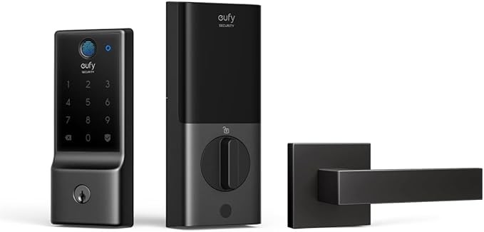 eufy Smart Lock C220 with Handleset, Fingerprint Keyless Entry Door Lock, Built-in Wi-Fi, App Remote Control, Front Door Deadbolt, 8 Months Battery, Reliable Power, IP53 Waterproof, BHMA Certified