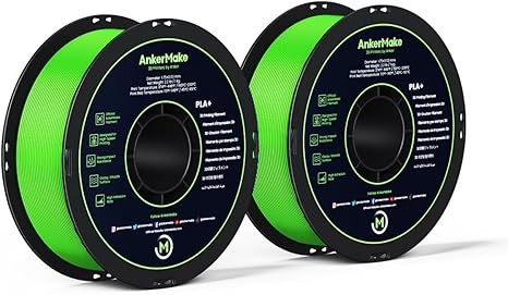 AnkerMake PLA+ 3D Printing Filament, AnkerMake Official Filament, 2-Pack, 4.4 lb / 2 kg, Smooth, High-Adhesion Rate, Designed for High-Speed Printing - AnkerMake Green