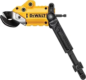 DEWALT Metal Shear/Cutter Drill Attachment, Impact Ready, 360 Degree Pivoting Head, Cuts 18GA Material (DWASHRIR)(Yellow, Black)