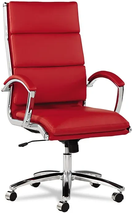 Alera ALE Neratoli High-Back Slim Profile Chair, Camel Soft Leather, Chrome Fram
