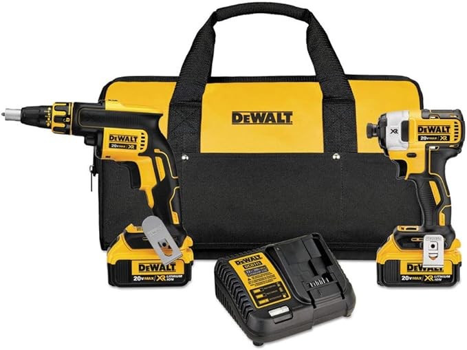 DEWALT 20V MAX* XR Drywall Screw Gun & Impact Driver Kit, 4.0-Amp Hour (DCK267M2)