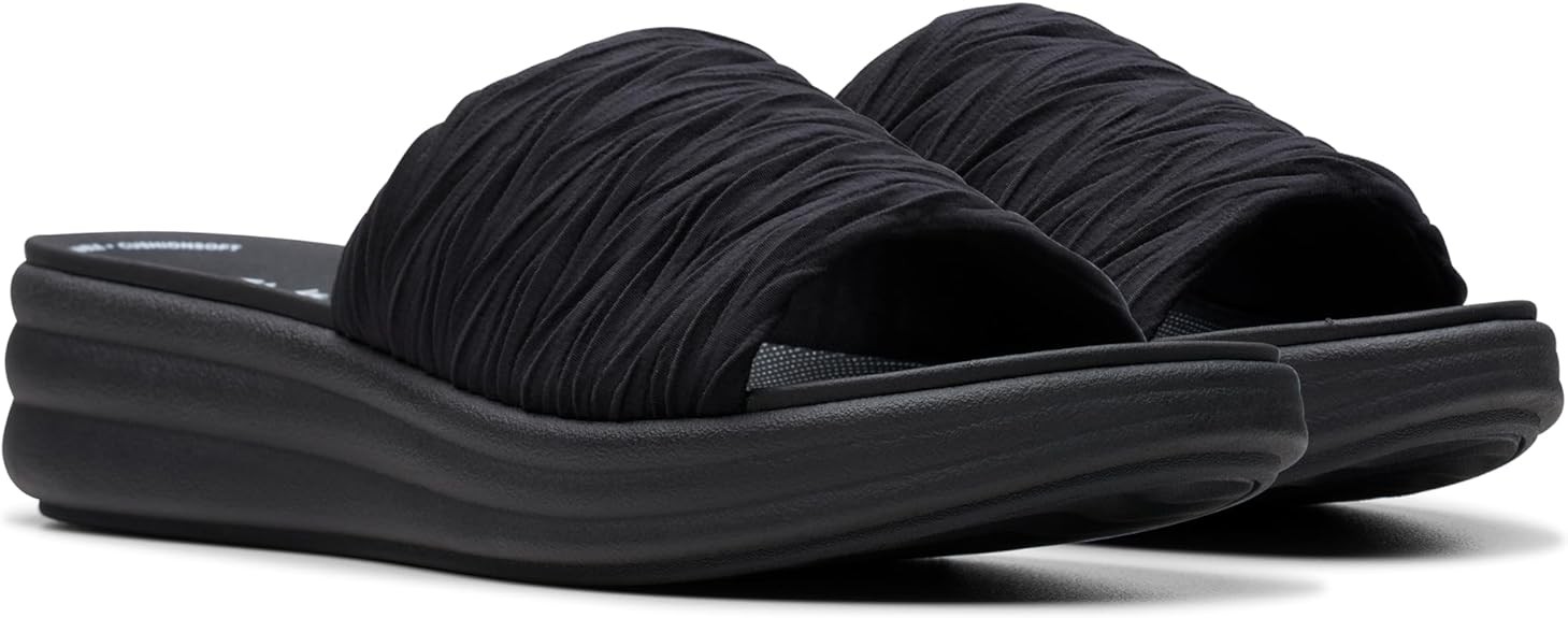 Clarks Womens Drift Petal (Black/Black Synthetic)