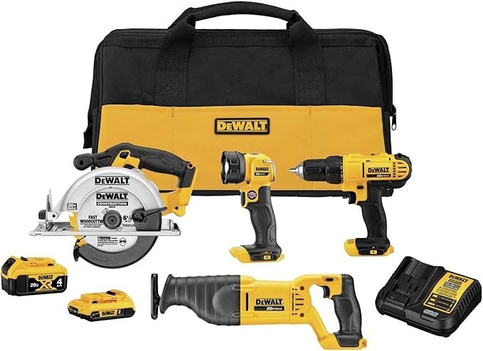 DEWALT 20V MAX Power Tool Combo Kit, 4-Tool Cordless Power Tool Set with Battery and Charger (DCK445D1M1)