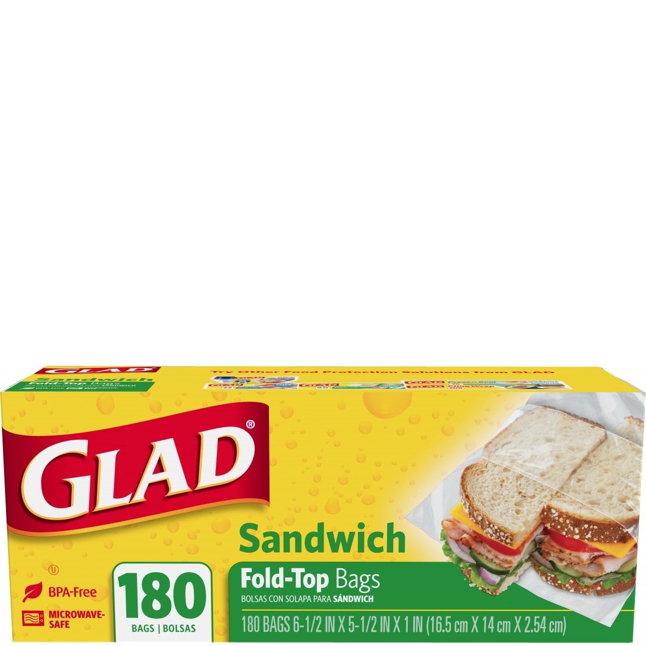 GLAD SANDWICH BAGS FOLD 180s
