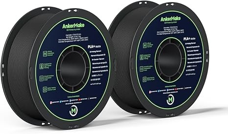 AnkerMake PLA+ Matte 3D Printing Filament, AnkerMake Official Filament, 2-Pack, 4.4 lb / 2 kg, Matte Texture, Smooth, Designed for High-Speed Printing - Matte Black