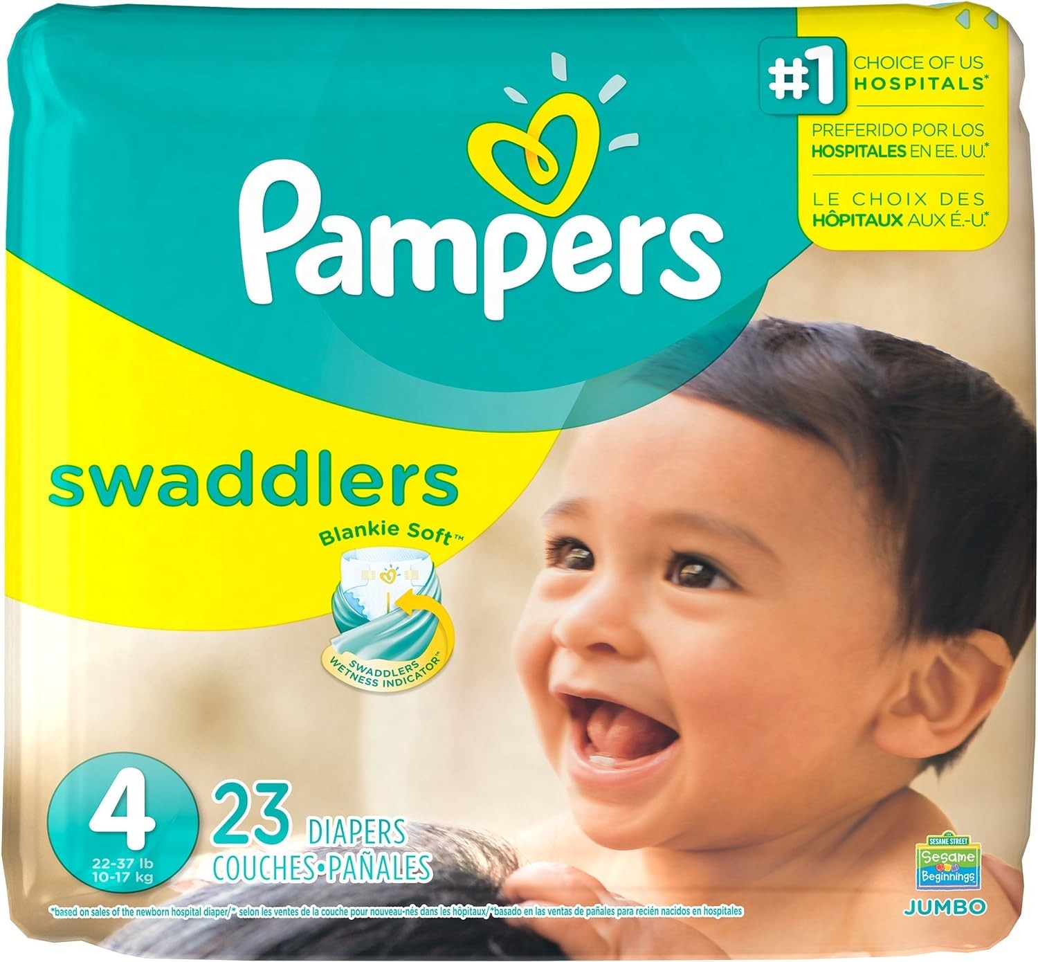 Diapers Size 4, 23 Count - Pampers Swaddlers Disposable Baby Diapers (Packaging & Prints May Vary)