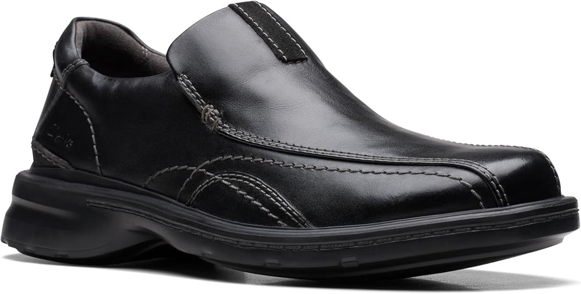 Clarks Mens Gessler Step : Black Leather