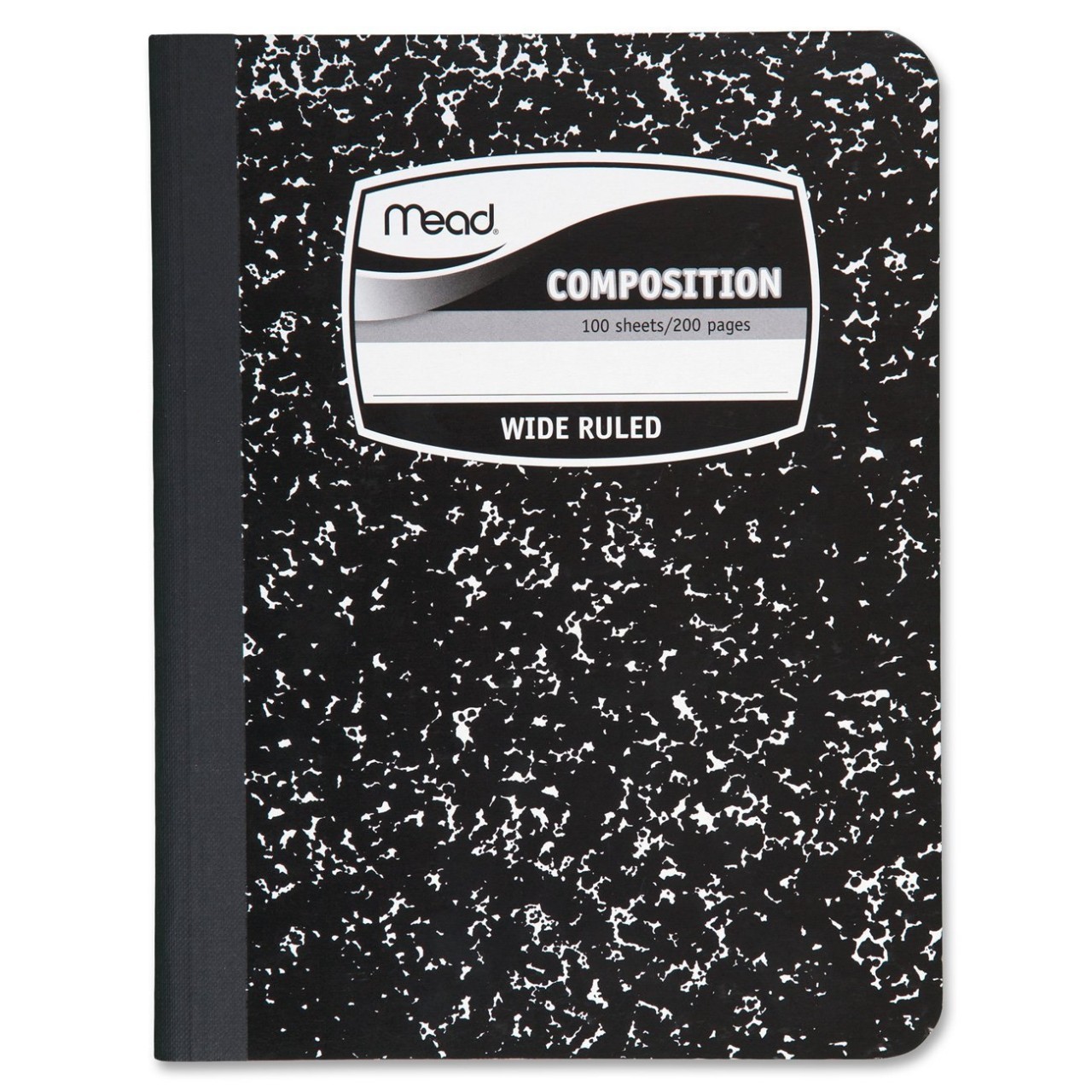 Mead Composition Book, Notebook, Wide Ruled, 9.75 x 7.5 Inch, Black (72245)