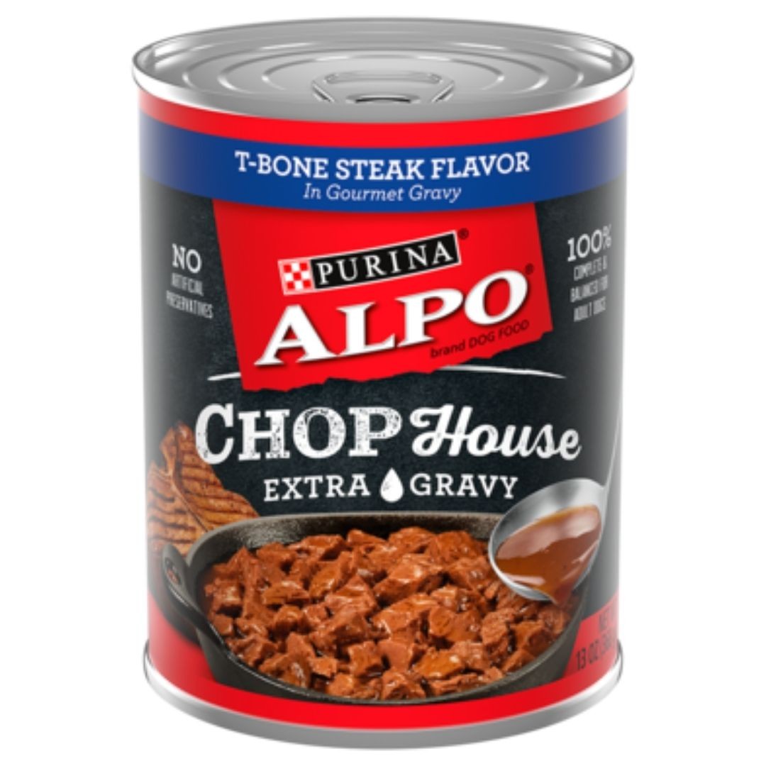 Purina ALPO Chop House T-Bone Steak Flavor in Gourmet Gravy Wet Dog FoodPurina ALPO Chop House T-Bone Steak Flavor in Gourmet Gravy Wet Dog Food