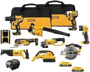 DEWALT 20V MAX Power Tool Combo Kit, Cordless Power Tool Set, 10-Tool with 2 Batteries and Charger Included (DCK1021D2)