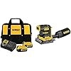 DEWALT 20V MAX Battery Starter Kit with 2 Batteries, 5.0Ah (DCB205-2CK) 20V MAX* XR Palm Sander, Sheet, Variable Speed, 1/4-Inch, Tool Only (DCW200B)