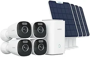 REOLINK 4K Security Cameras Wireless Outdoor System, Encrypted 1 Year Local Storage, Color Night Vision, 2.4/5GHz Wi-Fi, AI Detection, No Monthly Fee, Home Hub with 4X Eco Ultra+Solar Panel