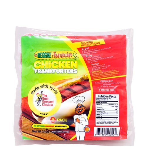 REGGAE JAMMIN CHICKEN FRANKFURTER 240G