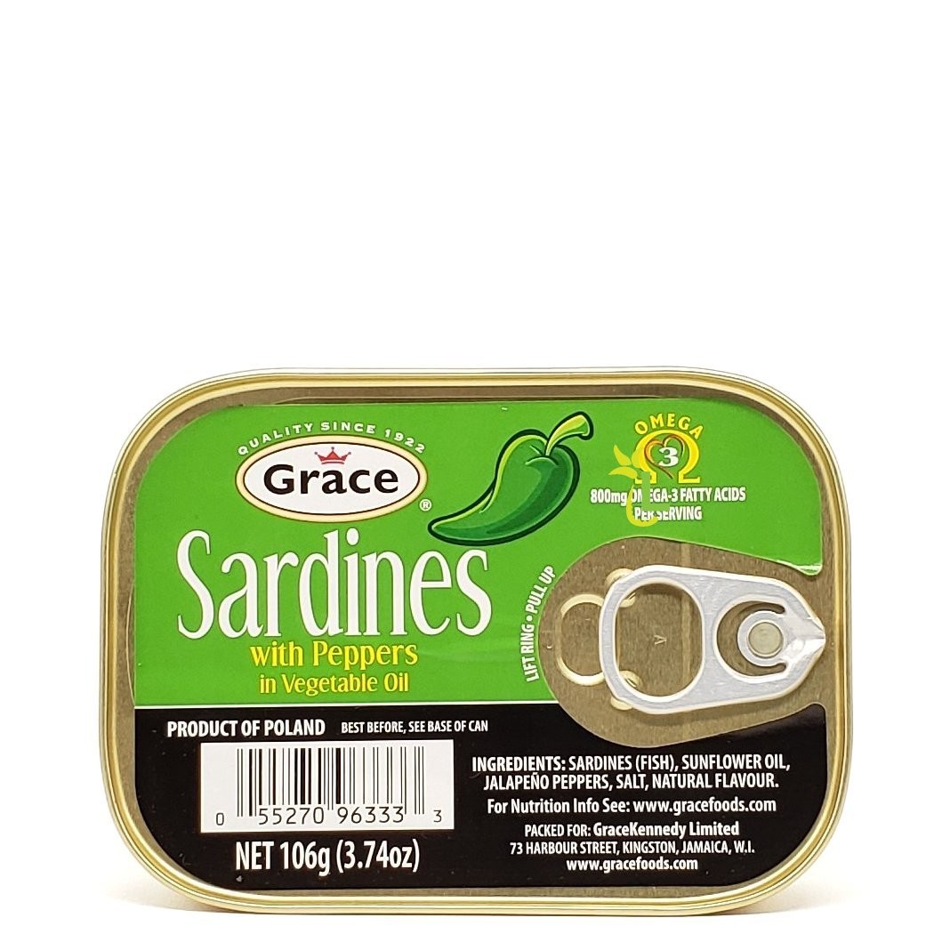 GRACE SARDINES VEG OIL PEPPERS 106g