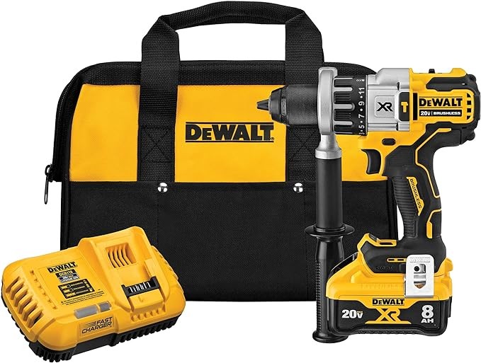 DEWALT 20V MAX XR Hammer Drill/Driver Combination Kit with Power Detect Tool Technology, 1/2 Inch, Battery and Charger Included (DCD998W1)