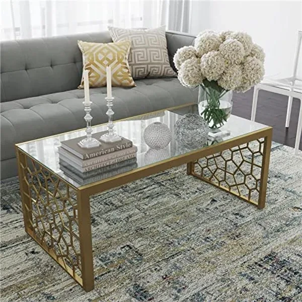 CosmoLiving Juliette Glass Top Coffee Table