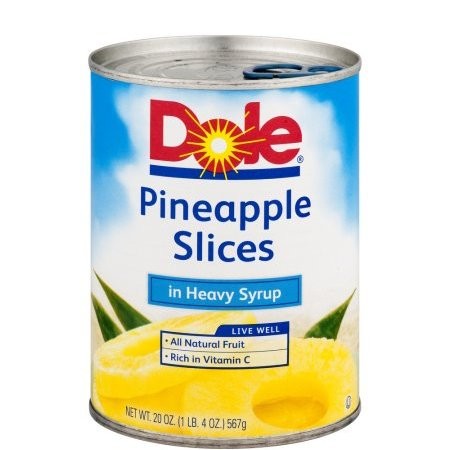 DOLE PINEAPPLE SLICES IN SYRUP 20oz