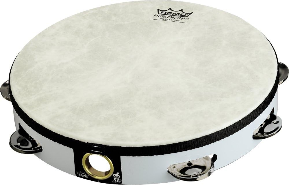 Remo Tambourine, Pretuned, 8" Diameter, 8 Pairs Jingles x 1 Row, QUADURAÂ® White