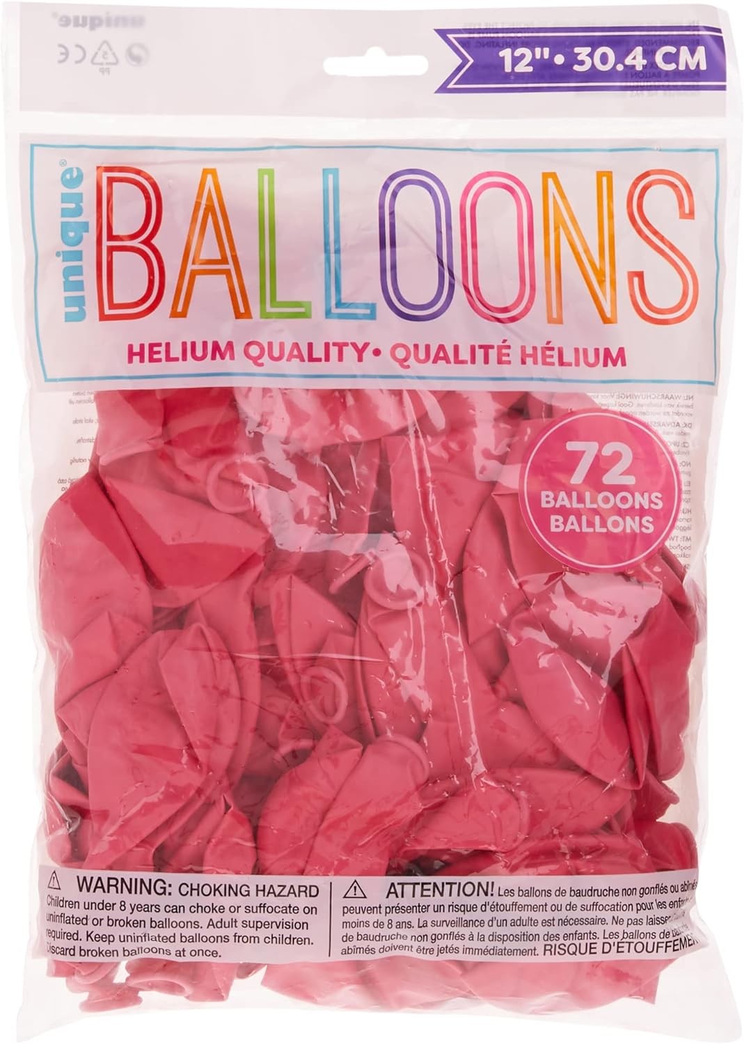 72 Count Balloons, 12-Inch, Bubblegum/Hot Pink
