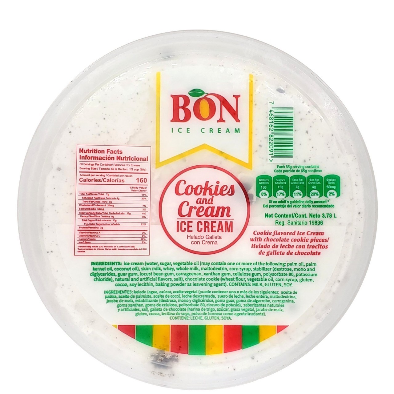 BON IC COOKIE N CREAM 3.78L