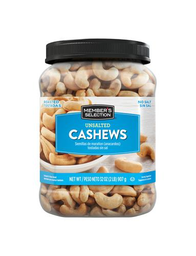 Member's Selection Roasted Unsalted Cashews 32 oz