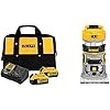 DEWALT 20V MAX Battery Starter Kit with 2 Batteries, 5.0Ah (DCB205-2CK) 20V Max XR Cordless Router, Brushless, Tool Only (DCW600B)