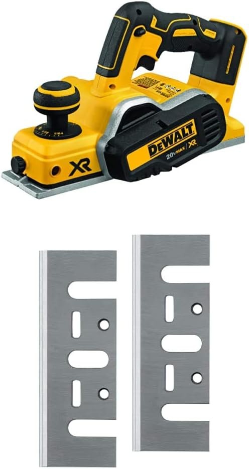 DEWALT DCP580B 20V MAX Brushless Planer (Tool Only) with DEWALT DW6655 High Speed Steel Blades