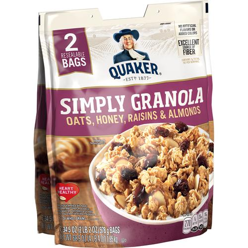 Quaker Simply Granola Oats, Honey, Raisins and Almonds 2 Units / 978 g / 34.5 oz
