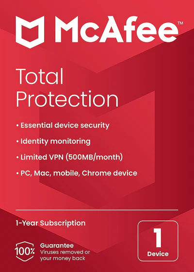 McAfee Total Protection 2023 - 1 Device 1 Year Key