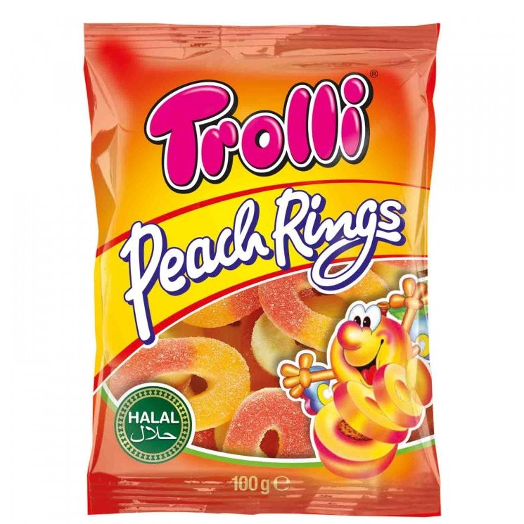 TROLLI SOUR PEACH RINGS 100g