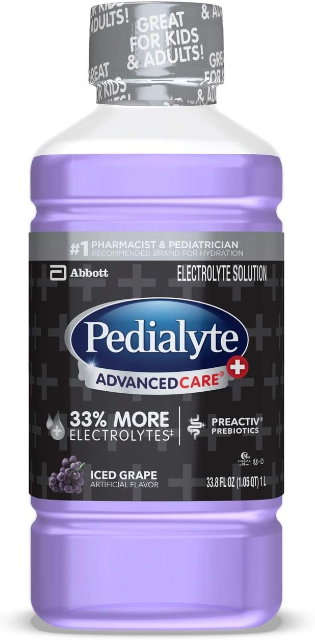 Pedialyte Advanced Care Electrolyte Solution, Iced Grape, 33.8oz