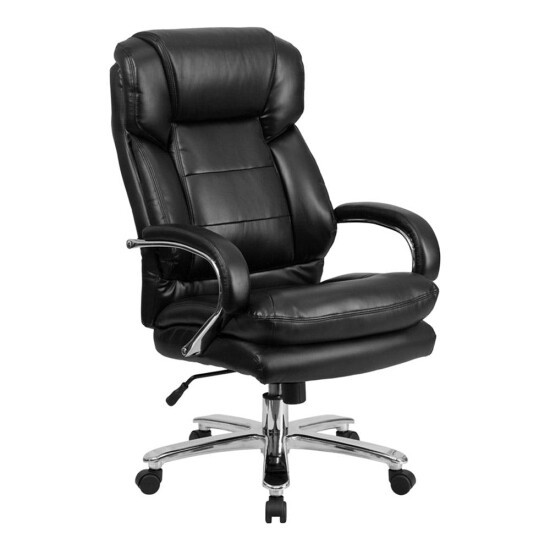 HERCULES Series 24/7 Big & Tall 500 lb. Black Leather Executive Swivel Chair