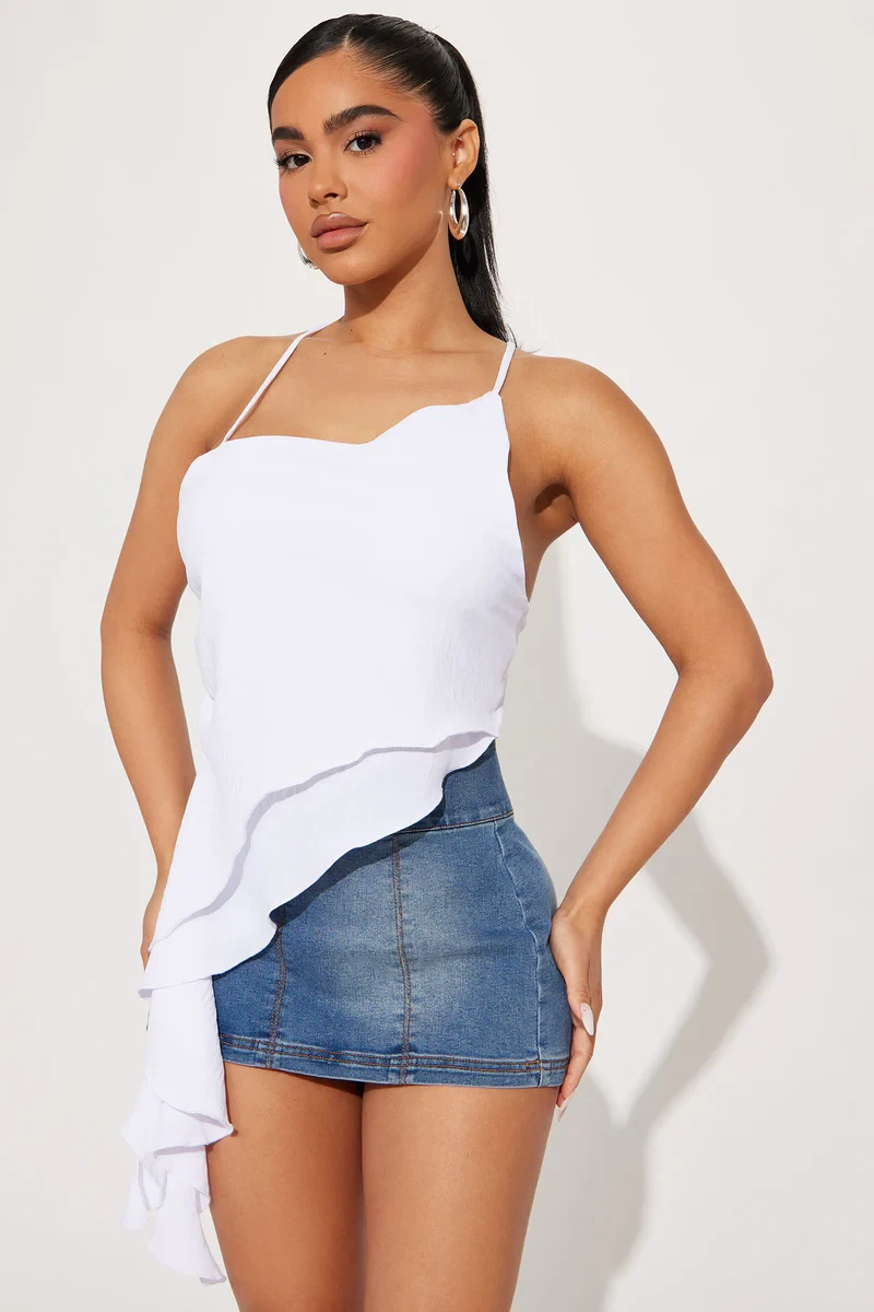 Met You At Last Asymmetrical Top - White