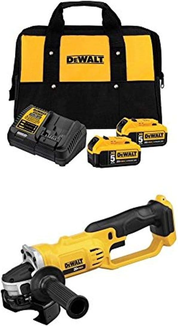 DEWALT DCB205-2CK 20V Max 5.0Ah Starter Kit with 2 Batteries with 20V MAX Grinder