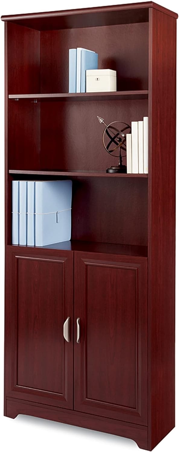 Realspace® Magellan 72"H 5-Shelf Bookcase With Doors, Classic Cherry