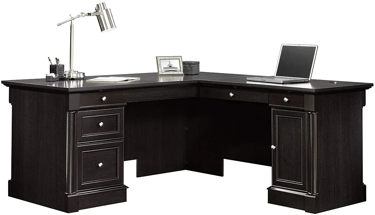 Sauder Palladia L-Shape Executive Desk- Wind Oak