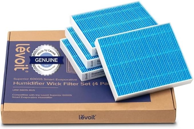 LEVOIT 4-Pack Filter for Superior 6000S Smart Evaporative Humidifier, Effectively Capture Large Particles & Minerals, Dry Mode Helps Extend Filter Life up to 6 Months