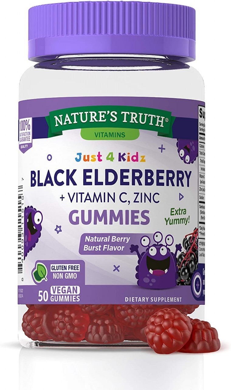 Nature's Truth Elderberry + Vitamin C Zinc Gummies - Natural Berry, 50 Count