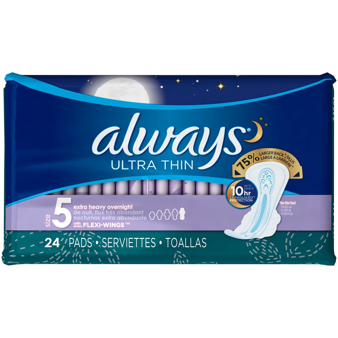 Always Ultra Thin Over Night Wing 24 ct