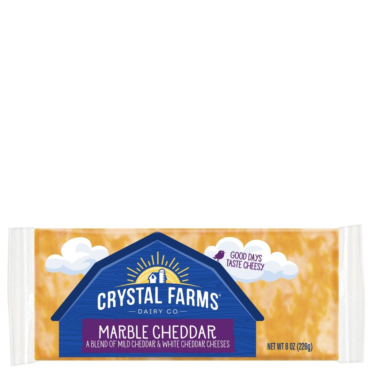 CRYSTAL FARMS MARBLE CHEDDAR BLK 8oz