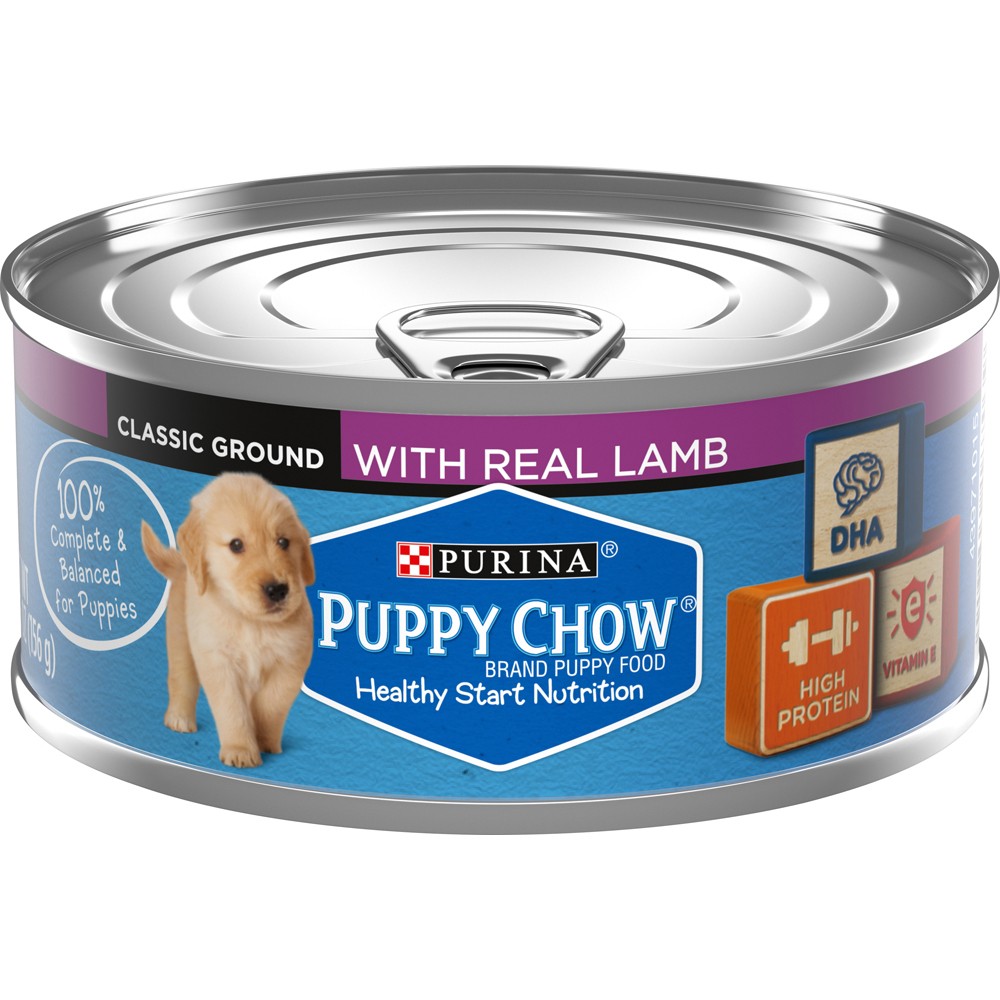 Purina Puppy Chow Wet Canned Puppy Dog Food with Real Lamb
