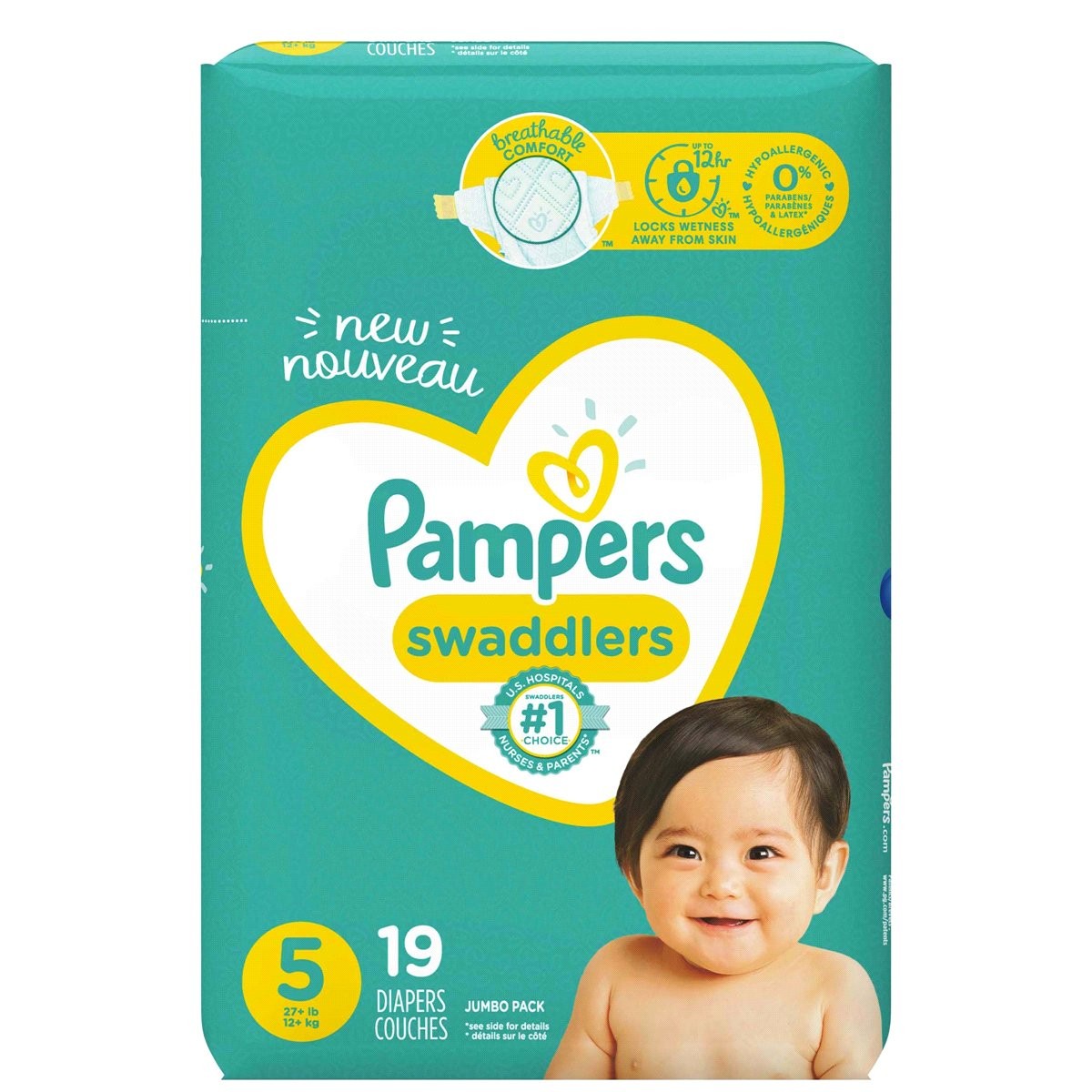 PAMPERS SWADDLERS JUMBO #5 19s