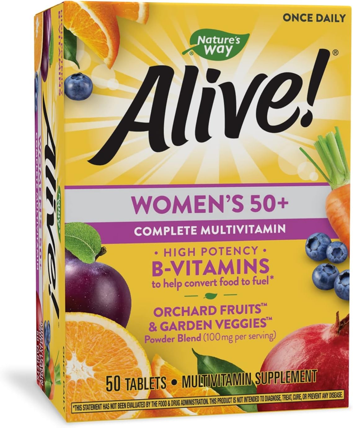 Nature’s Way Alive! Women’s 50+ Complete Multivitamin, High Potency B-Vitamins, 50 Tablets