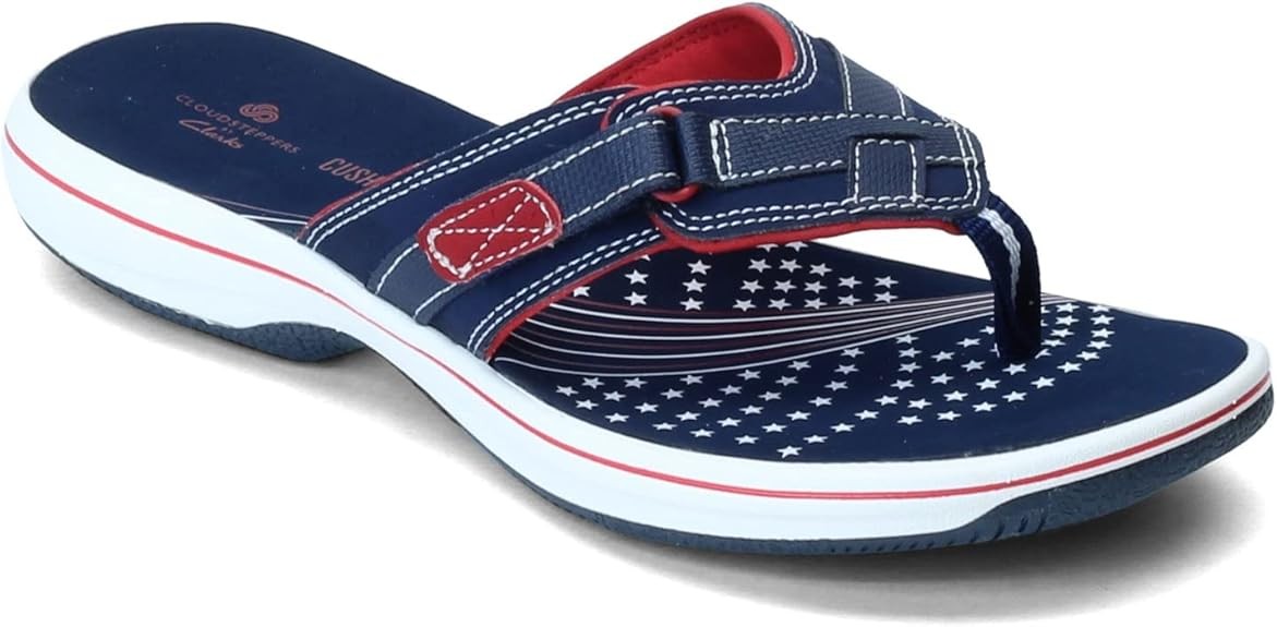 Clarks Womens Breeze Sea (Navy/Red Synthetic)