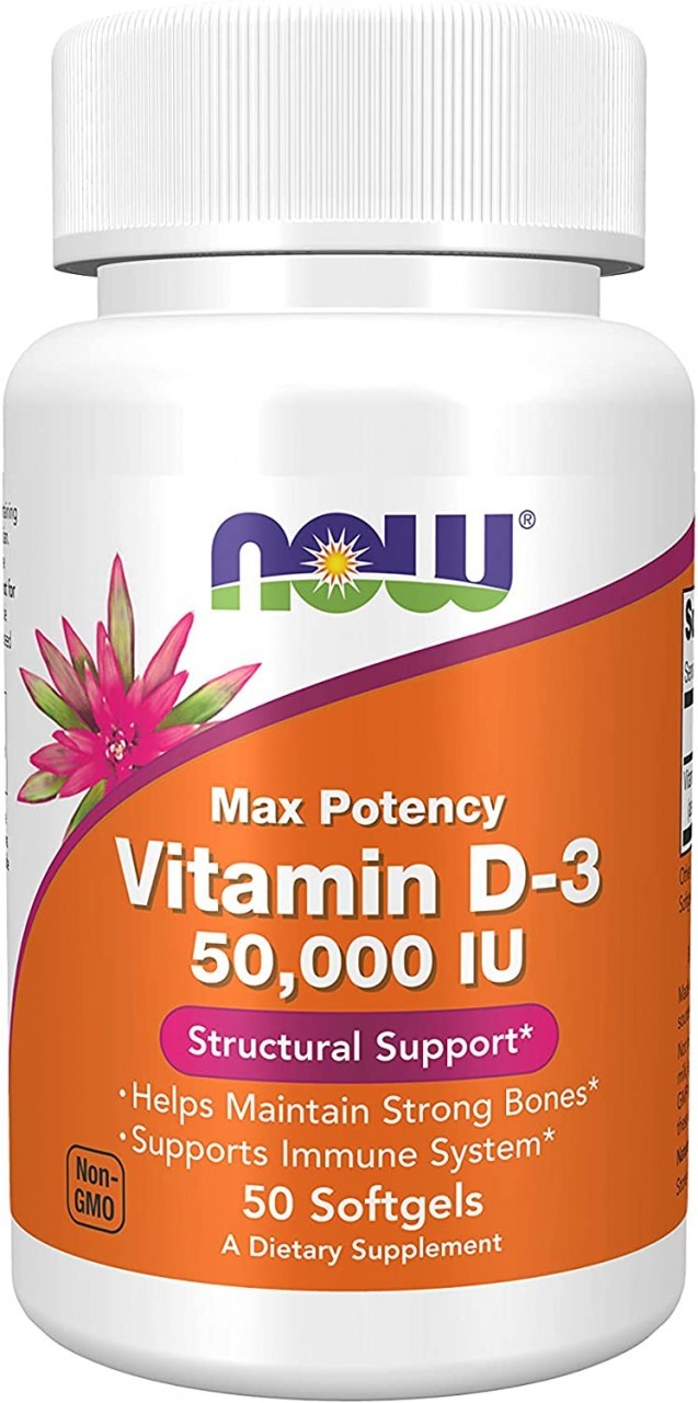 NOW Supplements, Vitamin D-3 50000 IU Softgels, 50 Count
