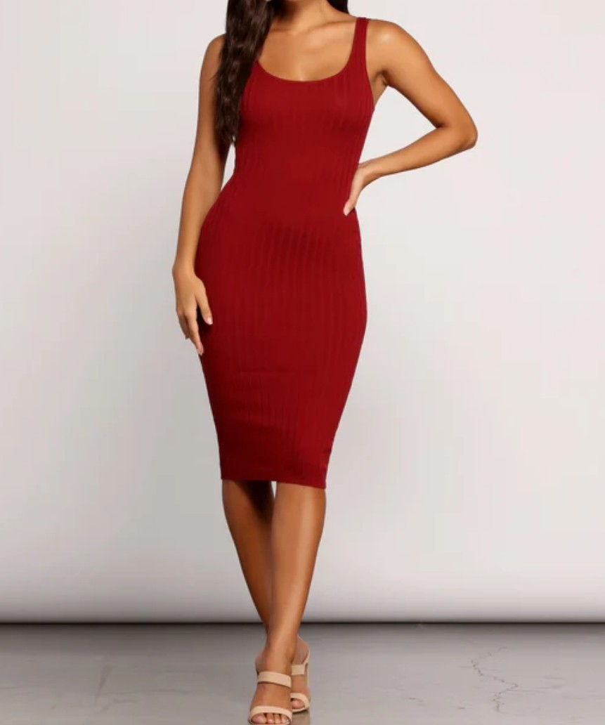 YouSexy Women's Sexy Bodycon Ribbed Tank Dress Sleeveless Casual Party Club Midi Dresses