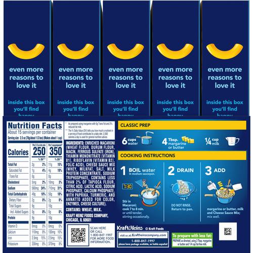 Kraft Macaroni and Cheese 5 Units / 206 g / 7.2 oz